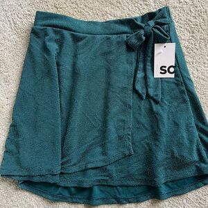 Green Sparkly Faux Wrap Skirt